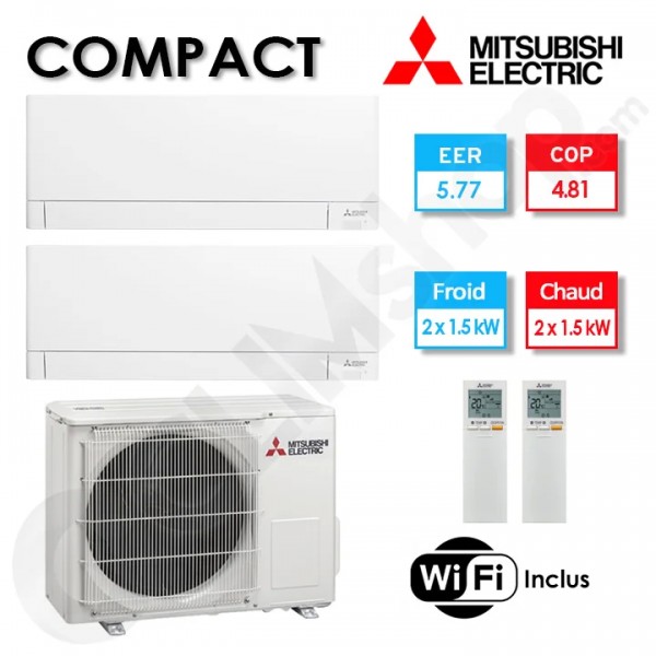 Mitsubishi Electric Bi-split MXZ-2F33VF + 2× MSZ-AY15VGK (3.3 kW) — photo 1 (Climshop)