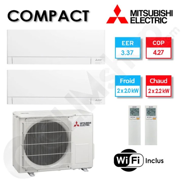 Mitsubishi Electric Bi-split MXZ-2F42VF + 2× MSZ-AY20VGK (4.2 kW) — photo 1 (Climshop)
