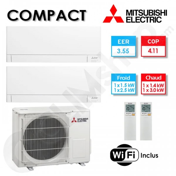 Mitsubishi Electric Bi-split MXZ-2F42VF + 1 x MSZ-AY15VGK + 1 X MSZ-AY25VGK (4.2 kW) — photo 1 (Climshop)