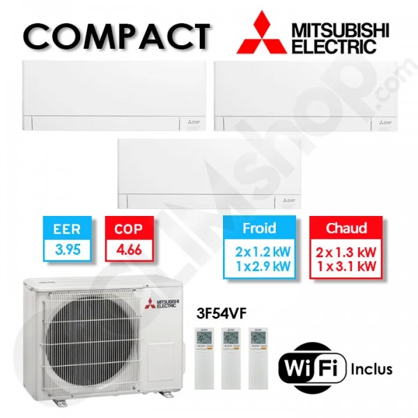 Mitsubishi Electric Tri-split MXZ-3F54VF + 2× MSZ-AY15VGK + 1 X MSZ-AY35VGK (5.4 kW) — photo 1 (Climshop)
