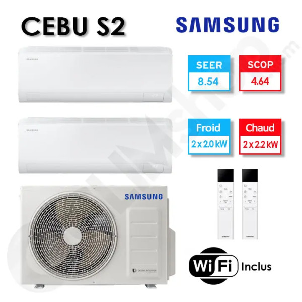 Samsung Bi-split AJ040TXJ2KG/EU + 2× AR50F07C1AHNEU (4,0 kW) — photo 1 (Climshop)
