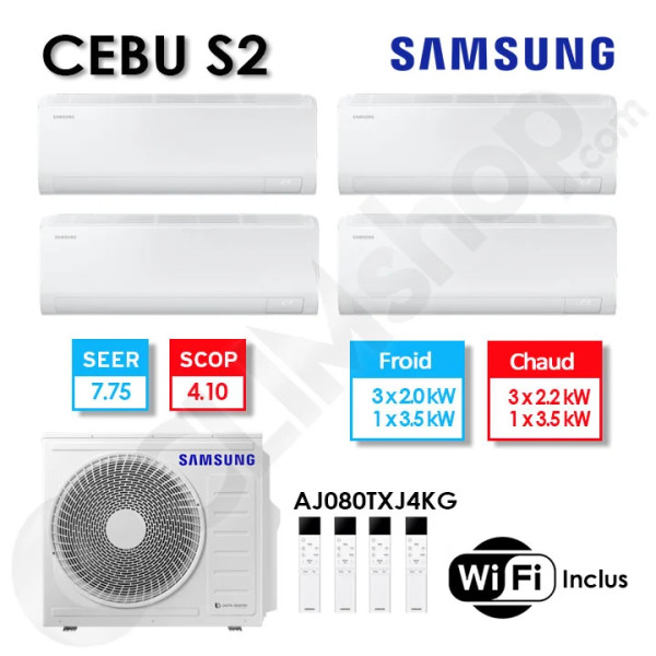 Samsung Quadri-split AJ080TXJ4KG/EU + 3× AR50F07C1AHNEU + 1 AR50F12C1AHNEU (8.0 kW) — photo 1 (Climshop)